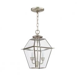 Westover 2 Light Brushed Nickel Outdoor Pendant Lantern by Livex Lighting -Livex Lighting shop brushed nickel livex lighting outdoor pendant lights 2285 91 76 1000