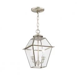 Westover 2 Light Brushed Nickel Outdoor Pendant Lantern by Livex Lighting -Livex Lighting shop brushed nickel livex lighting outdoor pendant lights 2285 91 fa 1000