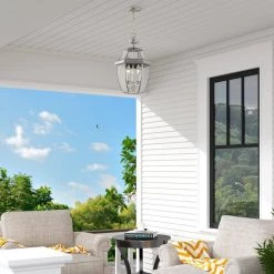 Monterey 3 Light Brushed Nickel Outdoor Pendant Lantern by Livex Lighting -Livex Lighting shop brushed nickel livex lighting outdoor pendant lights 2355 91 40 1000