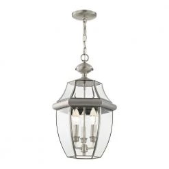 Monterey 3 Light Brushed Nickel Outdoor Pendant Lantern by Livex Lighting -Livex Lighting shop brushed nickel livex lighting outdoor pendant lights 2355 91 4f 1000