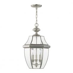 Monterey 3 Light Brushed Nickel Outdoor Pendant Lantern by Livex Lighting -Livex Lighting shop brushed nickel livex lighting outdoor pendant lights 2355 91 c3 1000