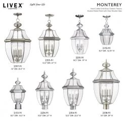 Monterey 3 Light Brushed Nickel Outdoor Pendant Lantern by Livex Lighting -Livex Lighting shop brushed nickel livex lighting outdoor pendant lights 2355 91 d4 1000