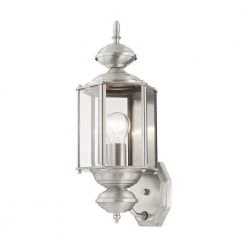 Outdoor Basics 1 Light Brushed Nickel Outdoor Wall Sconce by Livex Lighting -Livex Lighting shop brushed nickel livex lighting outdoor sconces 2006 91 1f 1000