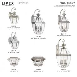 Monterey 1 Light Brushed Nickel Outdoor Wall Sconce by Livex Lighting 11 Monterey 1 Light Brushed Nickel Outdoor Wall Sconce by Livex Lighting -Livex Lighting shop brushed nickel livex lighting outdoor sconces 2051 91 1d 1000