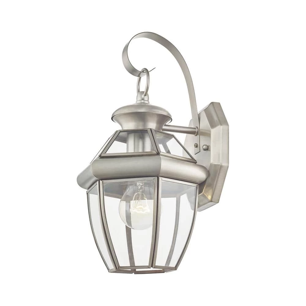 Monterey 1 Light Brushed Nickel Outdoor Wall Sconce by Livex Lighting 7 Monterey 1 Light Brushed Nickel Outdoor Wall Sconce by Livex Lighting - Image 7