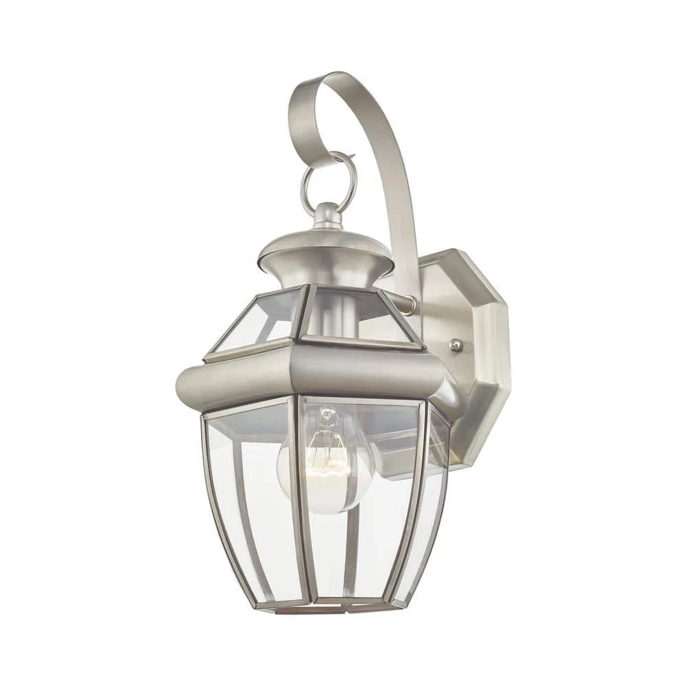Monterey 1 Light Brushed Nickel Outdoor Wall Sconce by Livex Lighting 8 Monterey 1 Light Brushed Nickel Outdoor Wall Sconce by Livex Lighting - Image 8