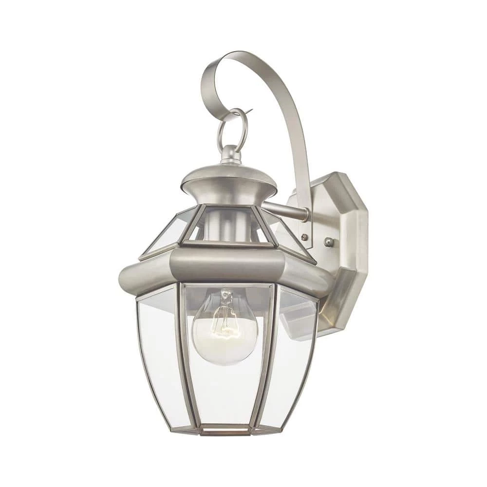 Monterey 1 Light Brushed Nickel Outdoor Wall Sconce by Livex Lighting 6 Monterey 1 Light Brushed Nickel Outdoor Wall Sconce by Livex Lighting - Image 6