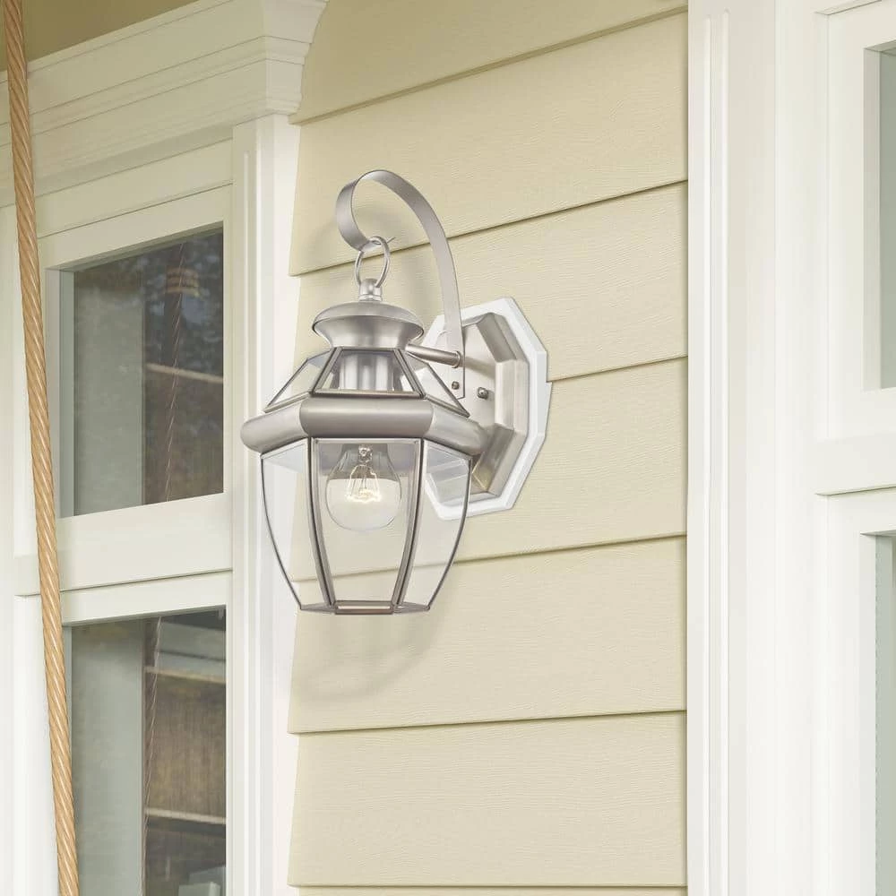 Monterey 1 Light Brushed Nickel Outdoor Wall Sconce by Livex Lighting 9 Monterey 1 Light Brushed Nickel Outdoor Wall Sconce by Livex Lighting - Image 9