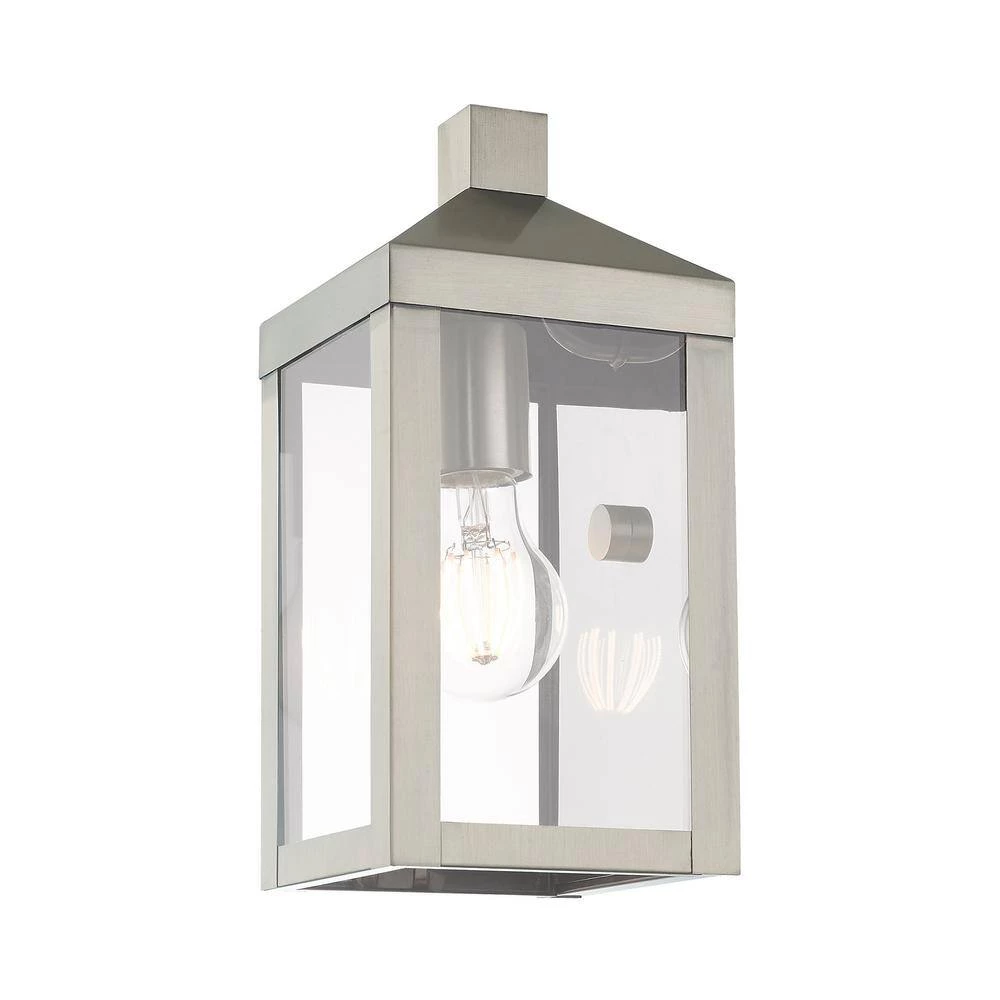 Nyack 1 Light Brushed Nickel Outdoor Wall Sconce by Livex Lighting 7 Nyack 1 Light Brushed Nickel Outdoor Wall Sconce by Livex Lighting - Image 7