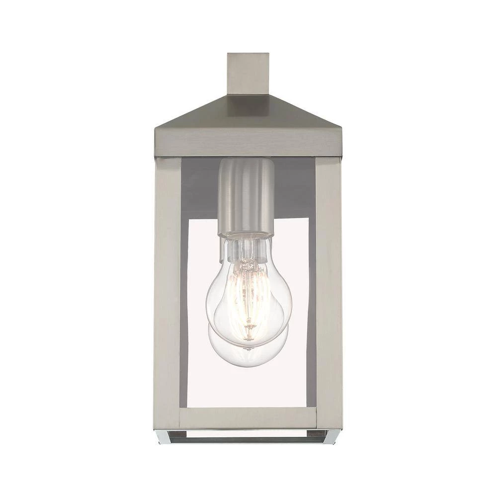 Nyack 1 Light Brushed Nickel Outdoor Wall Sconce by Livex Lighting 6 Nyack 1 Light Brushed Nickel Outdoor Wall Sconce by Livex Lighting - Image 6