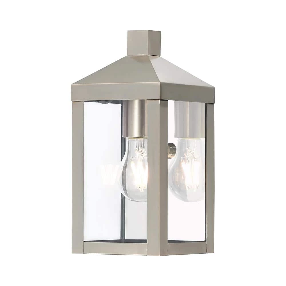 Nyack 1 Light Brushed Nickel Outdoor Wall Sconce by Livex Lighting 1 Nyack 1 Light Brushed Nickel Outdoor Wall Sconce by Livex Lighting