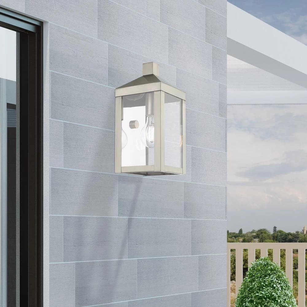 Nyack 1 Light Brushed Nickel Outdoor Wall Sconce by Livex Lighting 9 Nyack 1 Light Brushed Nickel Outdoor Wall Sconce by Livex Lighting - Image 9