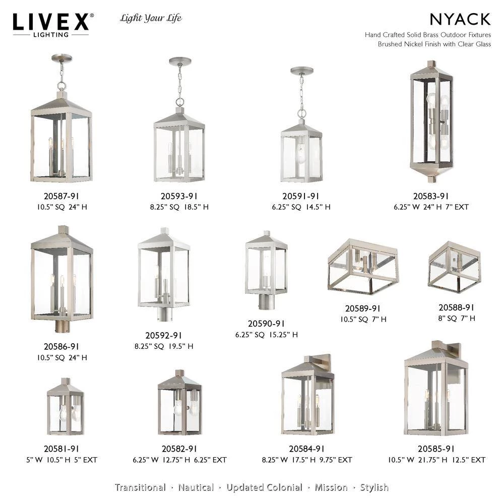 Nyack 1 Light Brushed Nickel Outdoor Wall Sconce by Livex Lighting 10 Nyack 1 Light Brushed Nickel Outdoor Wall Sconce by Livex Lighting - Image 10