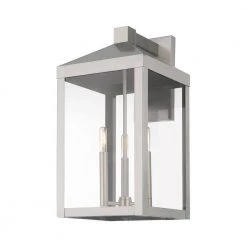 Nyack 3-Light Brushed Nickel Hardwired Large Outdoor Wall Lantern Sconce by Livex Lighting 15 Nyack 3-Light Brushed Nickel Hardwired Large Outdoor Wall Lantern Sconce by Livex Lighting -Livex Lighting shop brushed nickel livex lighting outdoor sconces 20585 91 1f 1000