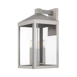 Nyack 3-Light Brushed Nickel Hardwired Large Outdoor Wall Lantern Sconce by Livex Lighting 16 Nyack 3-Light Brushed Nickel Hardwired Large Outdoor Wall Lantern Sconce by Livex Lighting -Livex Lighting shop brushed nickel livex lighting outdoor sconces 20585 91 44 1000