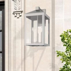 Nyack 3-Light Brushed Nickel Hardwired Large Outdoor Wall Lantern Sconce by Livex Lighting 17 Nyack 3-Light Brushed Nickel Hardwired Large Outdoor Wall Lantern Sconce by Livex Lighting -Livex Lighting shop brushed nickel livex lighting outdoor sconces 20585 91 76 1000