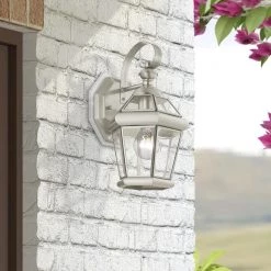 Wall-Mount 1-Light Brushed Nickel Outdoor Incandescent Wall Lantern Sconce by Livex Lighting 11 Wall-Mount 1-Light Brushed Nickel Outdoor Incandescent Wall Lantern Sconce by Livex Lighting -Livex Lighting shop brushed nickel livex lighting outdoor sconces 2061 91 40 1000