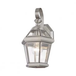 Wall-Mount 1-Light Brushed Nickel Outdoor Incandescent Wall Lantern Sconce by Livex Lighting 16 Wall-Mount 1-Light Brushed Nickel Outdoor Incandescent Wall Lantern Sconce by Livex Lighting -Livex Lighting shop brushed nickel livex lighting outdoor sconces 2061 91 44 1000