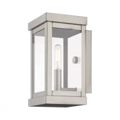 Hopewell 1-Light Brushed Nickel Outdoor Wall Lantern Sconce by Livex Lighting -Livex Lighting shop brushed nickel livex lighting outdoor sconces 20701 91 44 1000