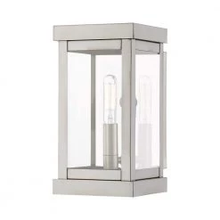 Hopewell 1-Light Brushed Nickel Outdoor Wall Lantern Sconce by Livex Lighting