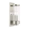 Hillcrest 2-Light Brushed Nickel Hardwired Outdoor Wall Lantern Sconce by Livex Lighting