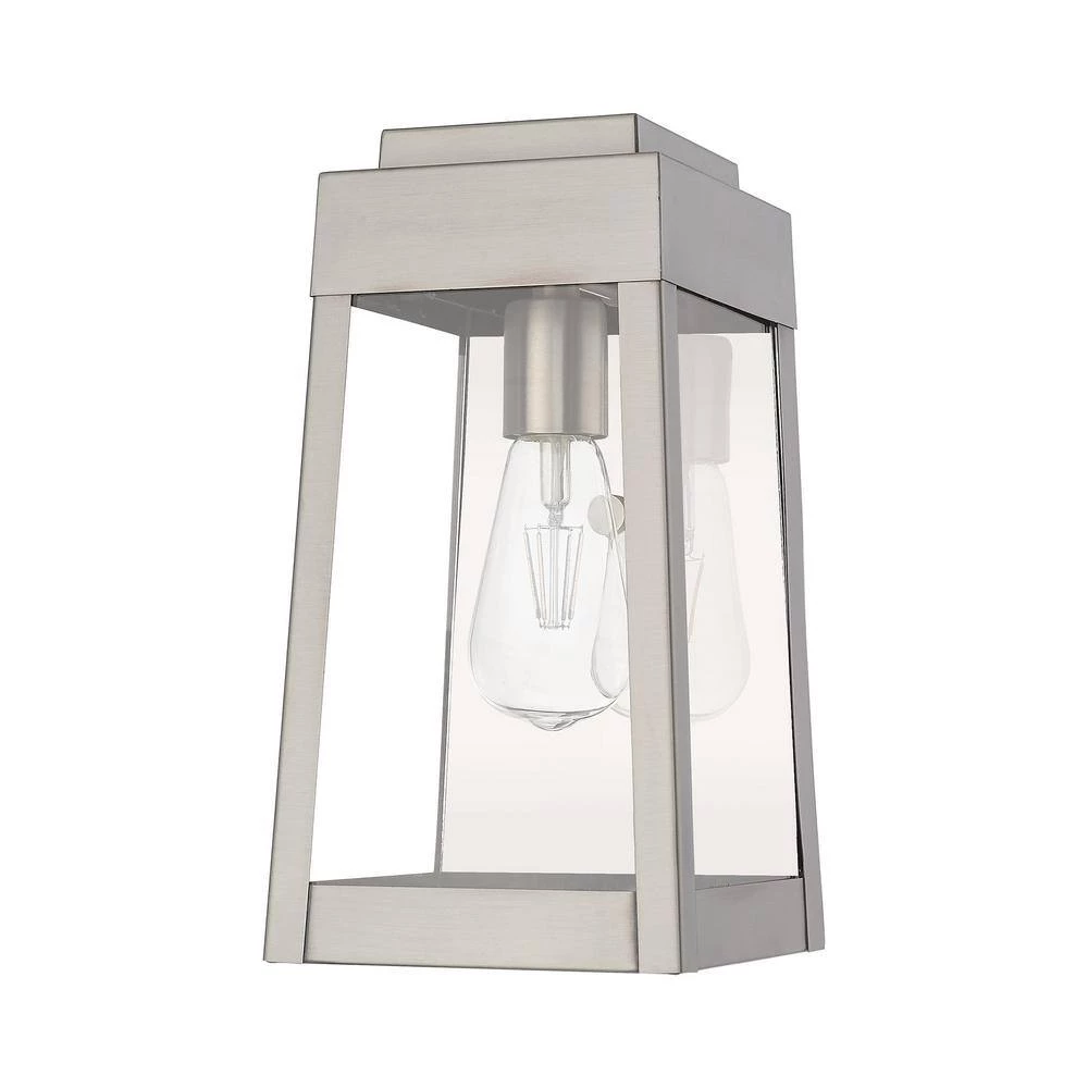 Oslo 1 Light Brushed Nickel Outdoor Wall Sconce by Livex Lighting 5 Oslo 1 Light Brushed Nickel Outdoor Wall Sconce by Livex Lighting - Image 5