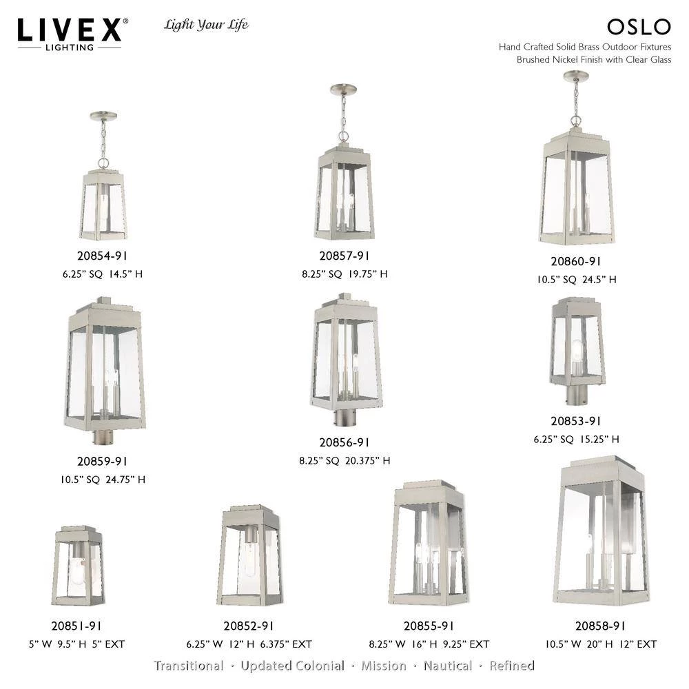 Oslo 1 Light Brushed Nickel Outdoor Wall Sconce by Livex Lighting 11 Oslo 1 Light Brushed Nickel Outdoor Wall Sconce by Livex Lighting - Image 11