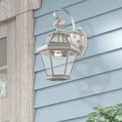 Georgetown 1 Light Brushed Nickel Outdoor Wall Sconce by Livex Lighting -Livex Lighting shop brushed nickel livex lighting outdoor sconces 2161 91 1d 1000