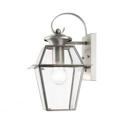 Westover 1-Light Brushed Nickel Outdoor Wall Lantern Sconce by Livex Lighting -Livex Lighting shop brushed nickel livex lighting outdoor sconces 2181 91 44 1000