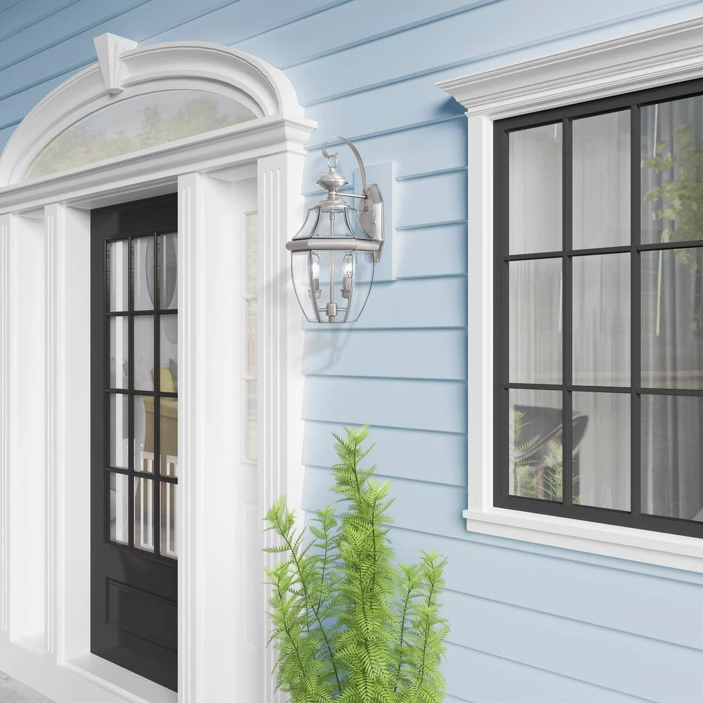 Monterey 2 Light Brushed Nickel Outdoor Wall Sconce by Livex Lighting 8 Monterey 2 Light Brushed Nickel Outdoor Wall Sconce by Livex Lighting - Image 8