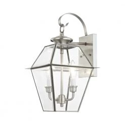 Westover 2-Light Brushed Nickel Outdoor Wall Lantern Sconce by Livex Lighting