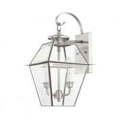 Westover 2-Light Brushed Nickel Outdoor Wall Lantern Sconce by Livex Lighting -Livex Lighting shop brushed nickel livex lighting outdoor sconces 2281 91 c3 1000