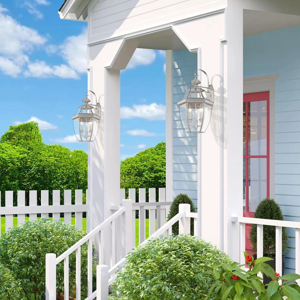 Monterey 3 Light Brushed Nickel Outdoor Wall Sconce by Livex Lighting 3 Monterey 3 Light Brushed Nickel Outdoor Wall Sconce by Livex Lighting - Image 3