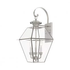 Westover 3 Light Brushed Nickel Outdoor Wall Sconce by Livex Lighting