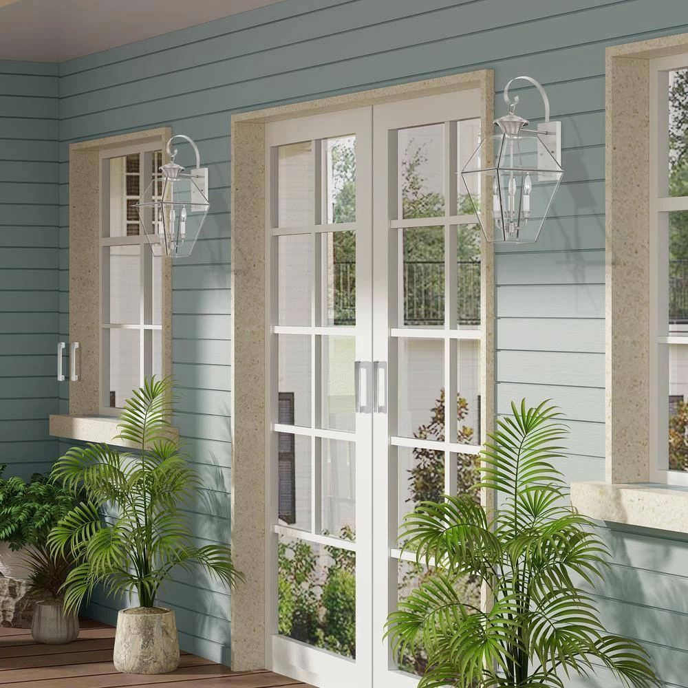 Westover 3 Light Brushed Nickel Outdoor Wall Sconce by Livex Lighting 2 Westover 3 Light Brushed Nickel Outdoor Wall Sconce by Livex Lighting - Image 2