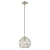 Cassandra 1 Light Brushed Nickel Mini Pendant by Livex Lighting