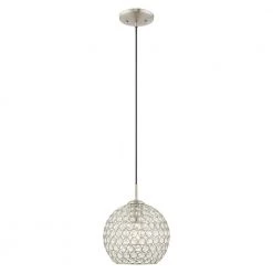 Cassandra 1 Light Brushed Nickel Mini Pendant by Livex Lighting