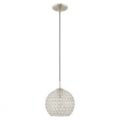 Cassandra 1 Light Brushed Nickel Mini Pendant by Livex Lighting -Livex Lighting shop brushed nickel livex lighting pendant lights 40440 91 c3 1000
