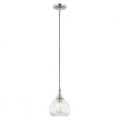 Art Glass Mini Pendants 1 Light Brushed Nickel Mini Pendant by Livex Lighting