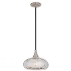 Art Glass Mini Pendants 1 Light Brushed Nickel Mini Pendant by Livex Lighting