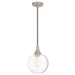 Art Glass Mini Pendants 1 Light Brushed Nickel Mini Pendant by Livex Lighting