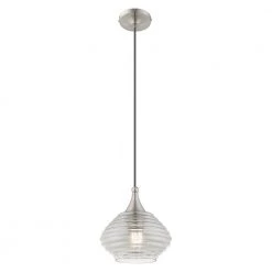 Art Glass Mini Pendants 1 Light Brushed Nickel Mini Pendant by Livex Lighting -Livex Lighting shop brushed nickel livex lighting pendant lights 40643 91 1f 1000