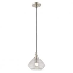 Art Glass Mini Pendants 1 Light Brushed Nickel Mini Pendant by Livex Lighting
