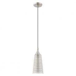 Art Glass Mini Pendants 1 Light Brushed Nickel Mini Pendant by Livex Lighting -Livex Lighting shop brushed nickel livex lighting pendant lights 40647 91 c3 1000