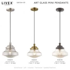 Art Glass Mini Pendants 1 Light Brushed Nickel Mini Pendant by Livex Lighting -Livex Lighting shop brushed nickel livex lighting pendant lights 41237 91 31 1000