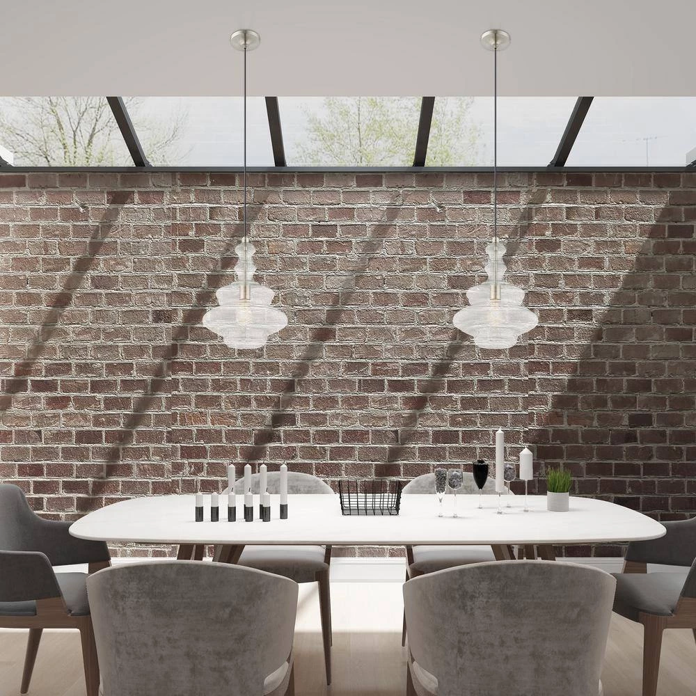 Art Glass Mini Pendants 1 Light Brushed Nickel Mini Pendant by Livex Lighting 2 Art Glass Mini Pendants 1 Light Brushed Nickel Mini Pendant by Livex Lighting - Image 2