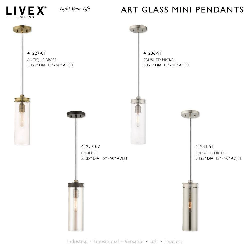 Art Glass Mini Pendants 1 Light Brushed Nickel Mini Pendant by Livex Lighting 10 Art Glass Mini Pendants 1 Light Brushed Nickel Mini Pendant by Livex Lighting - Image 10
