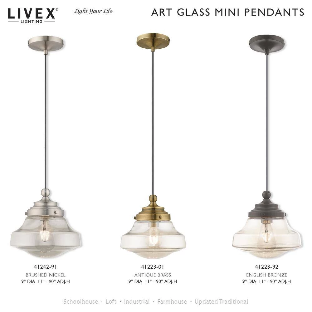 Art Glass Mini Pendants 1 Light Brushed Nickel Mini Pendant by Livex Lighting 10 Art Glass Mini Pendants 1 Light Brushed Nickel Mini Pendant by Livex Lighting - Image 10