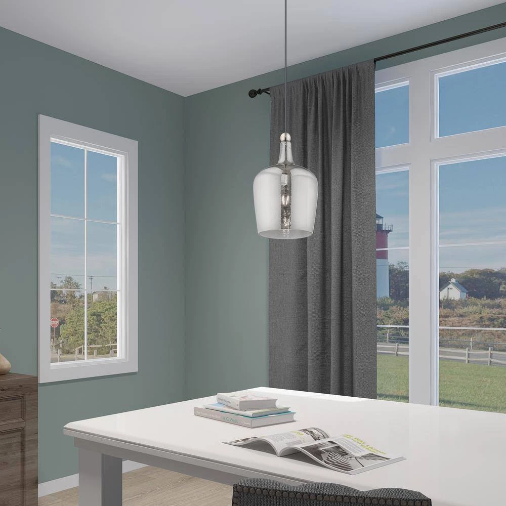 Art Glass Mini Pendants 1 Light Brushed Nickel Mini Pendant by Livex Lighting 5 Art Glass Mini Pendants 1 Light Brushed Nickel Mini Pendant by Livex Lighting - Image 5