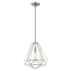Geometric Shade Mini Pendants 1 Light Brushed Nickel Mini Pendant by Livex Lighting